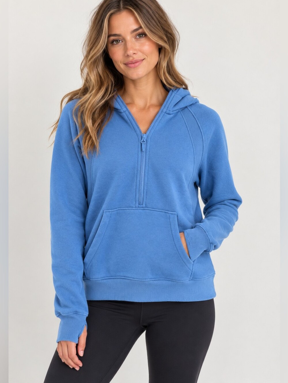 5/$25 Lole Blue Half-Zip Hooded Pullover